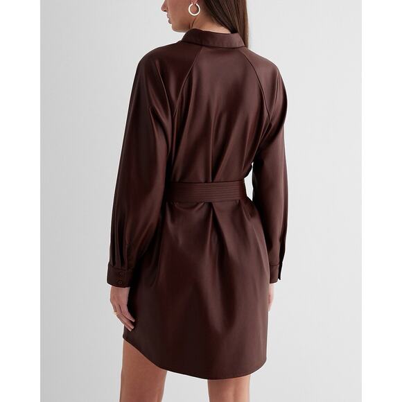 EXPRESS®️Faux Leather Boyfriend Mini Portofino Oversized Shirt Dress NWT-SZ... - Picture 4 of 10